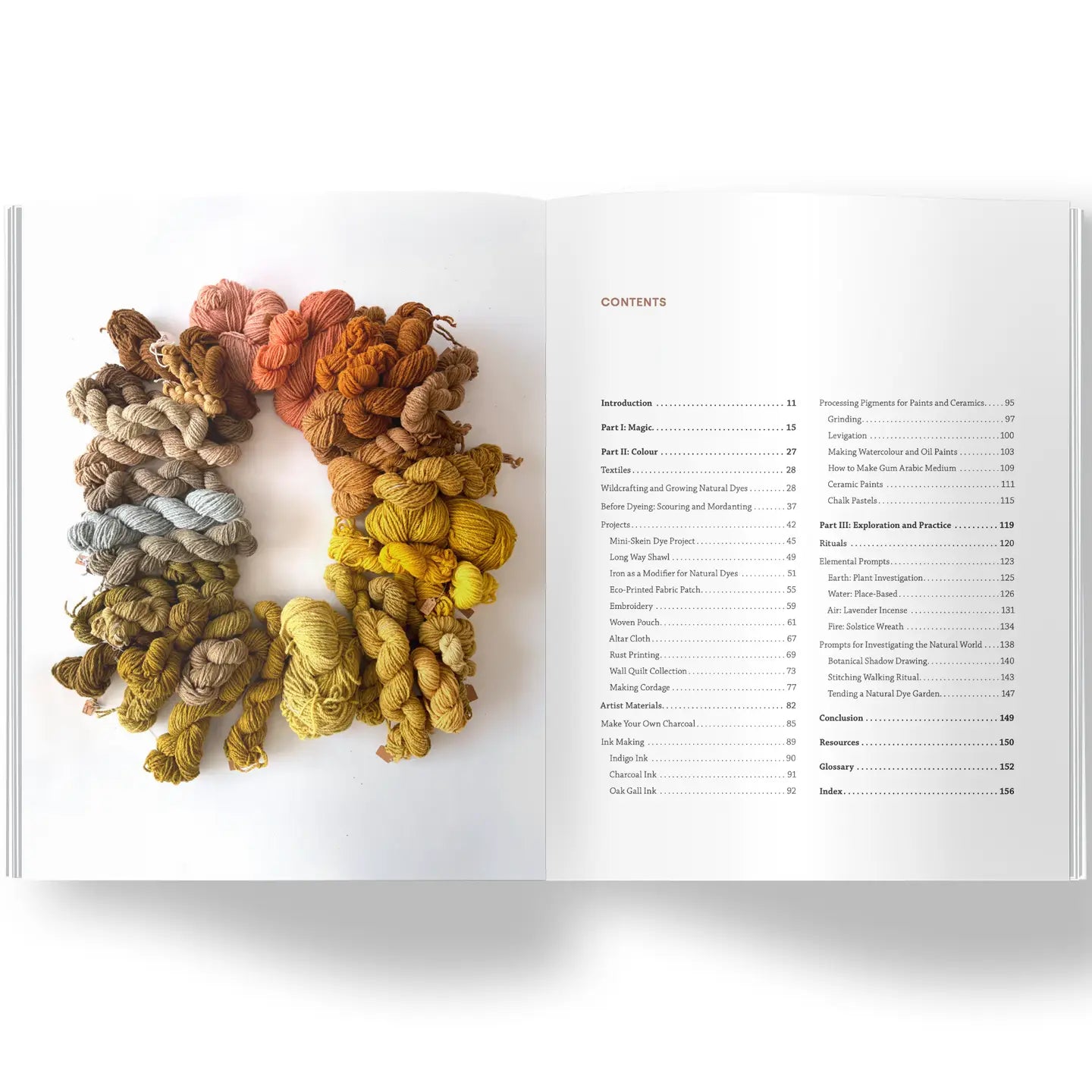 a circle of natural dyed yarns