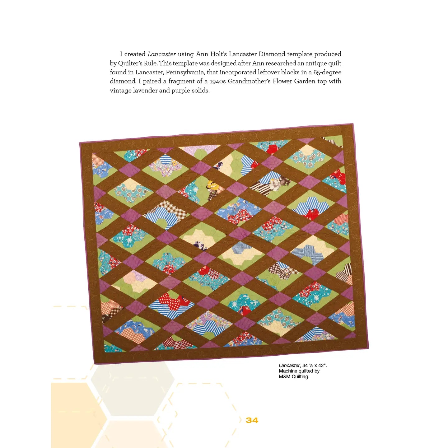 brown and green diamond pieced quilt