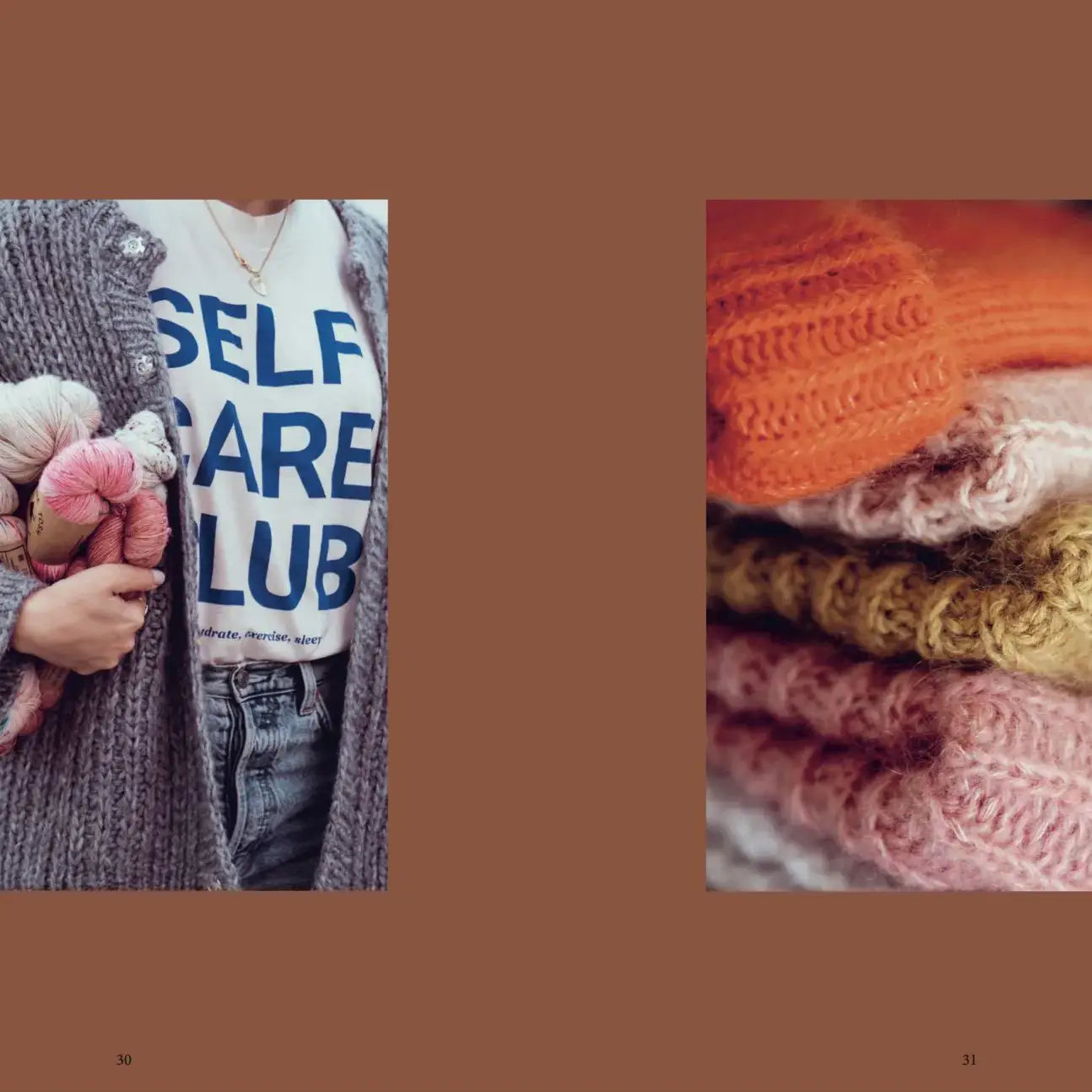 stack of hand knit beanies