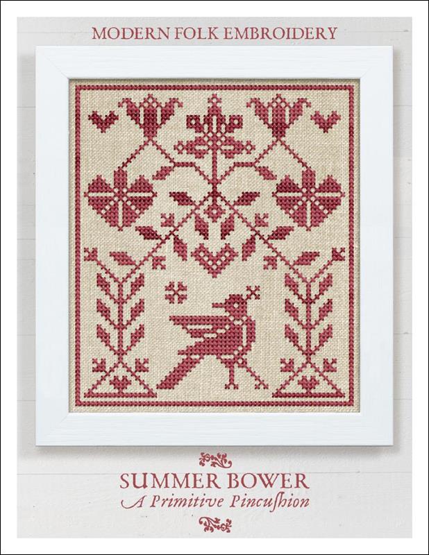 Summer Bower - Primitive Pincushion - Cross Stitch Embroidery Pattern