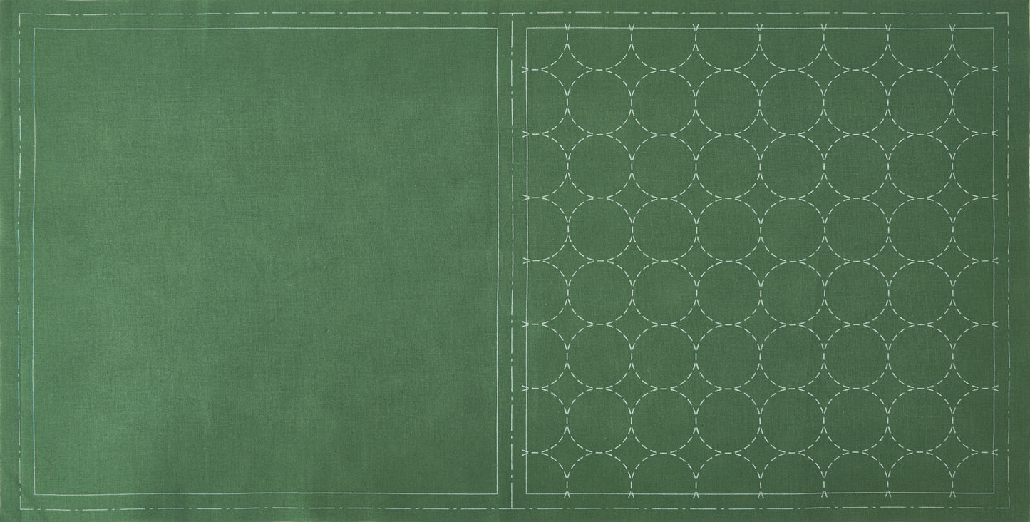 Cotton/Linen Printed Sashiko Cloth - Green