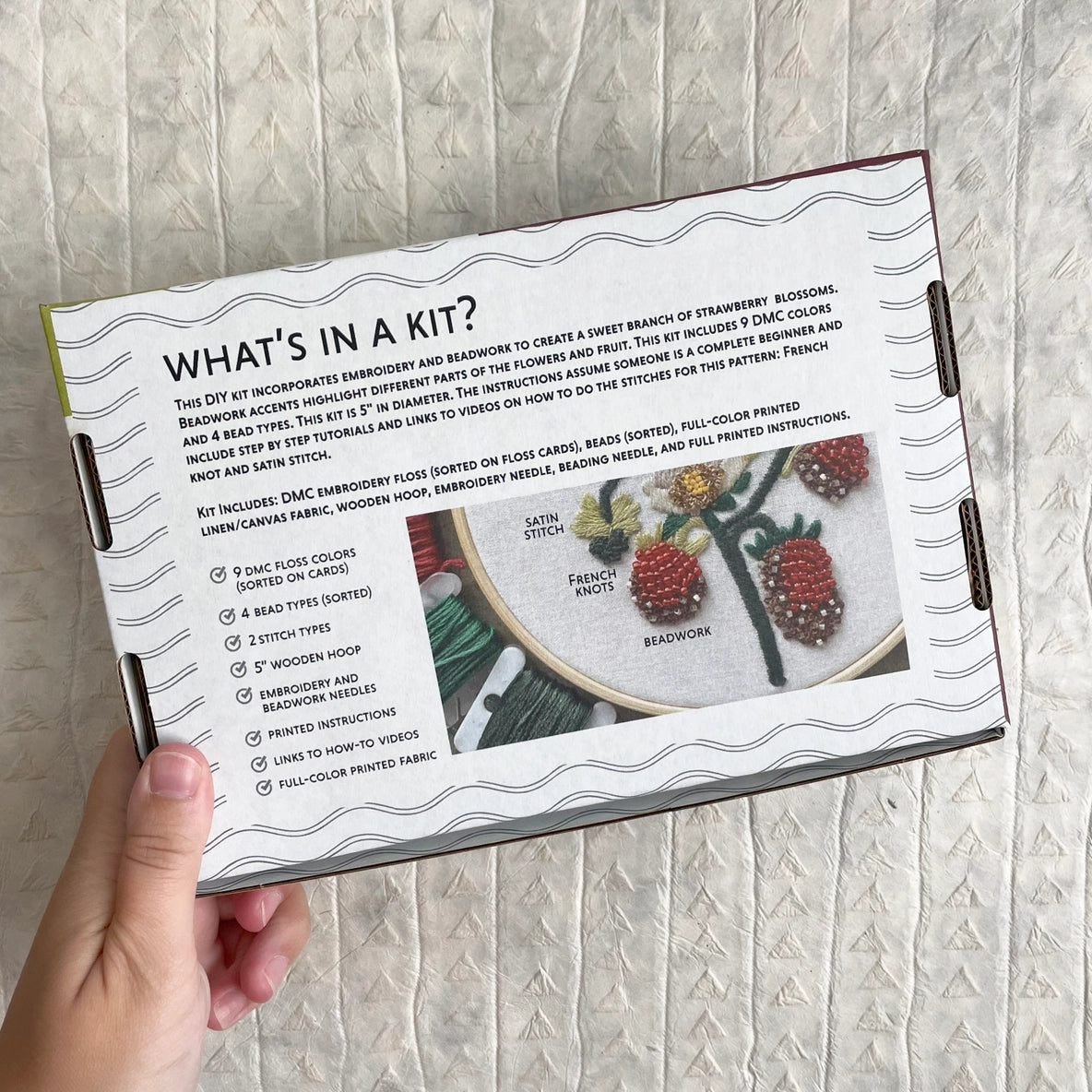 Strawberry Blossoms - DIY Embroidery and Beadwork Kit