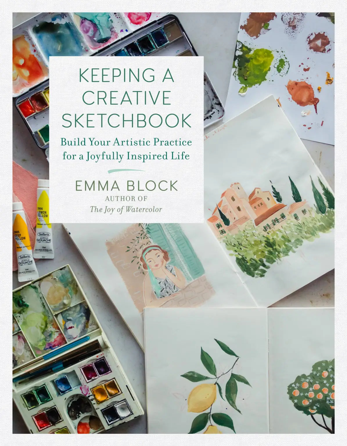 watercolor scenes in a sketchbook