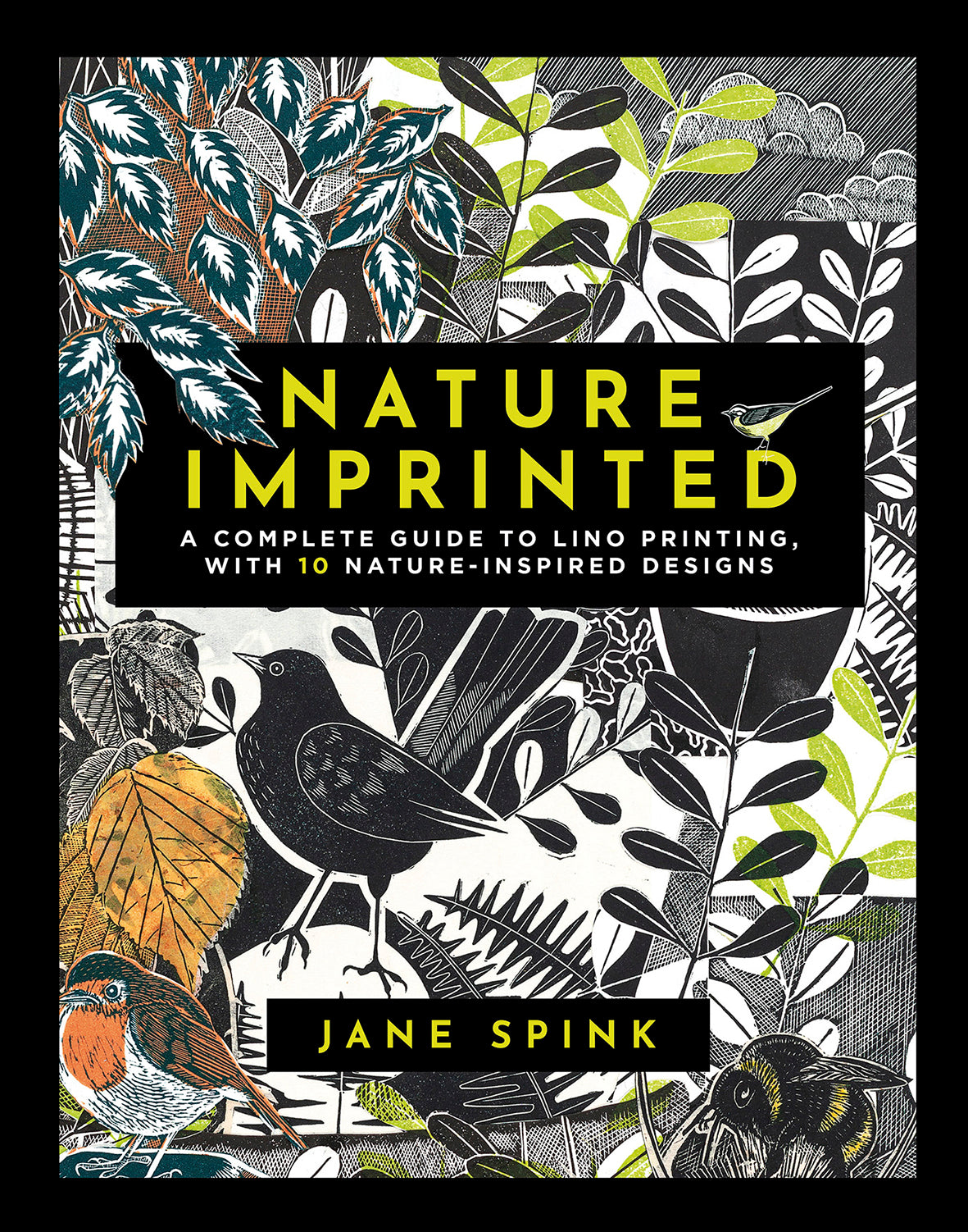 Ink printed birds and leaves
