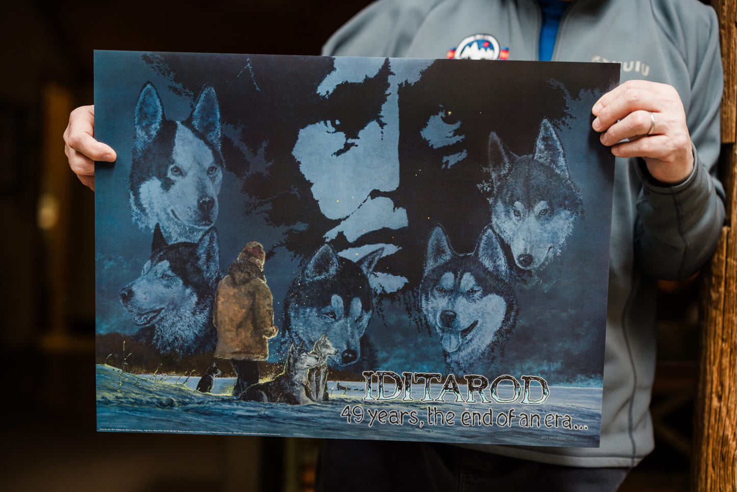 An image of sled dog celebrating the Iditarod