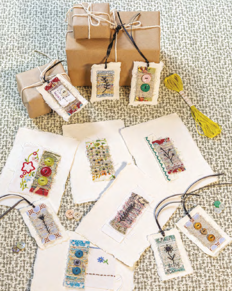 Gift tags made with fabric scraps