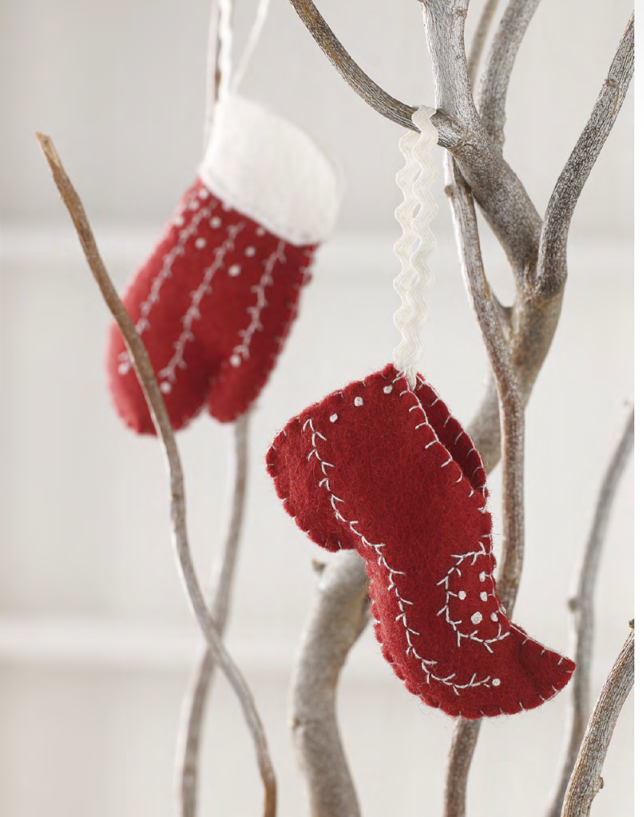 red felt mitten and shoe