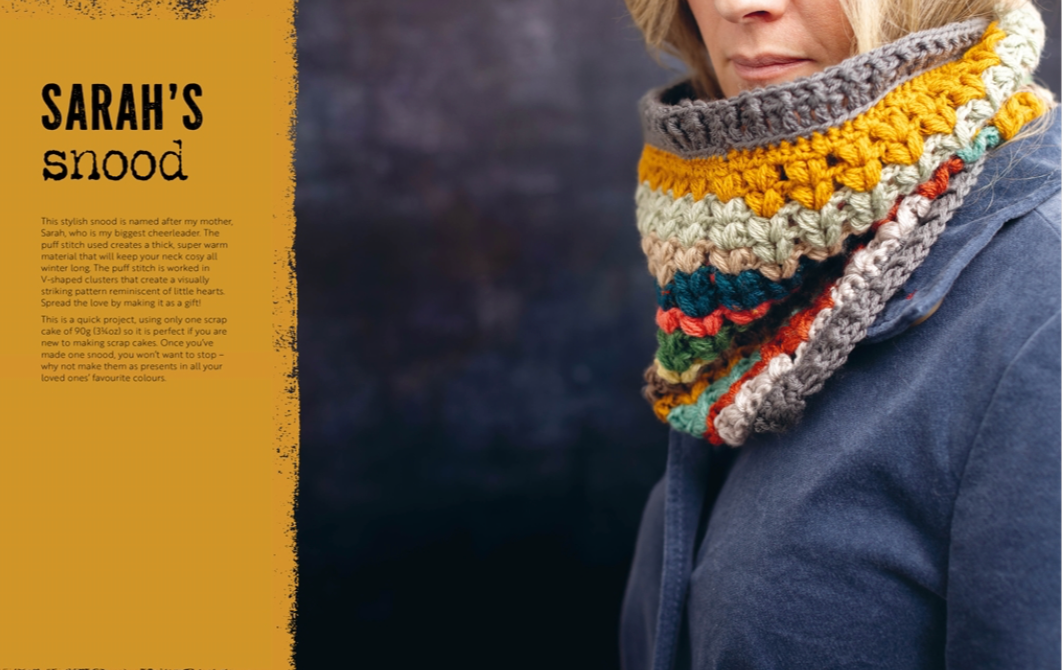 a colorful crochet snood