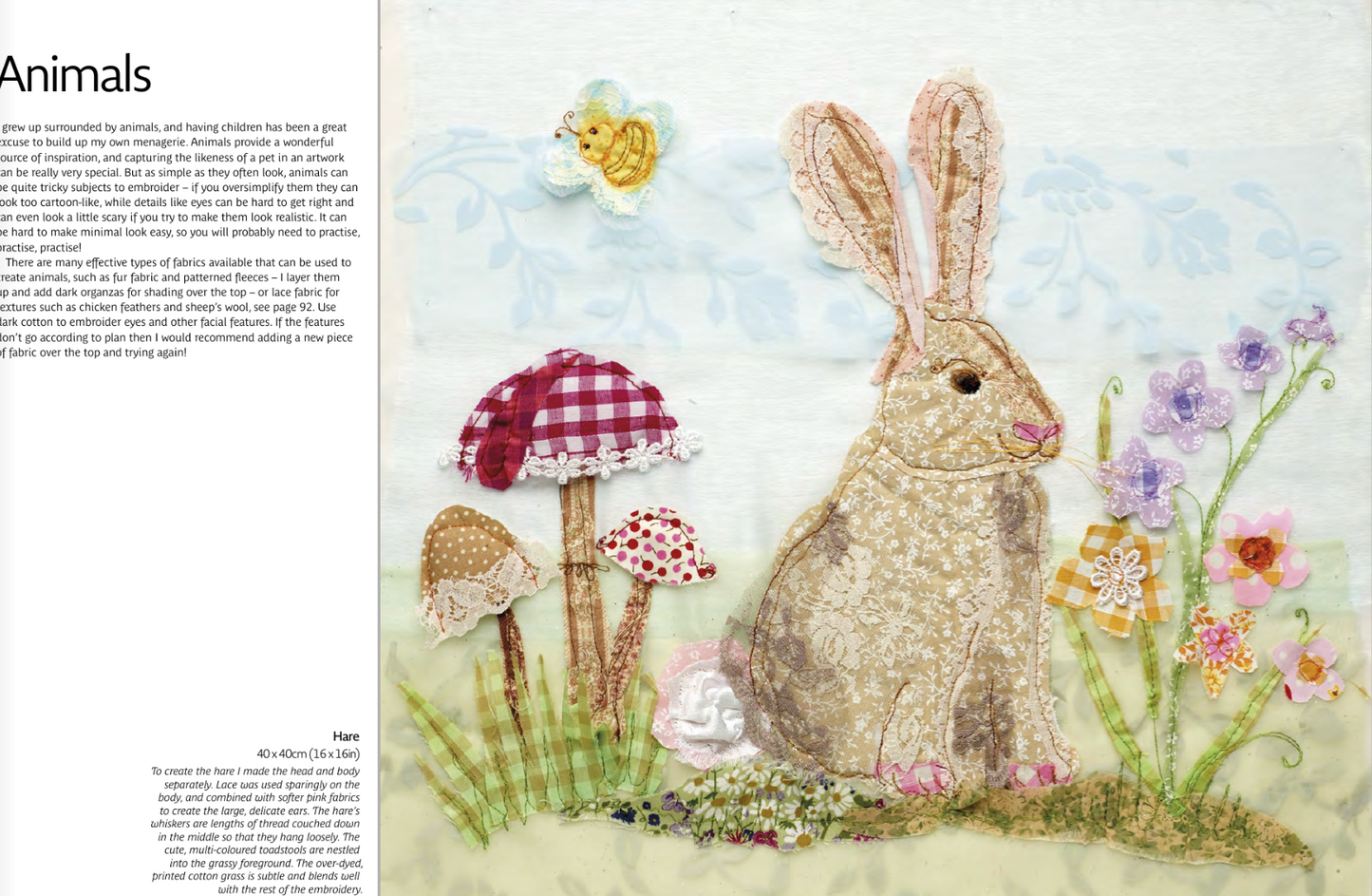 an applique bunny and flowers