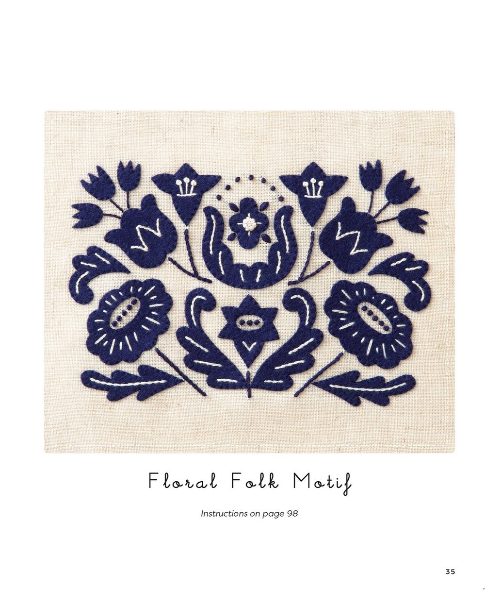 Blue floral folk motif