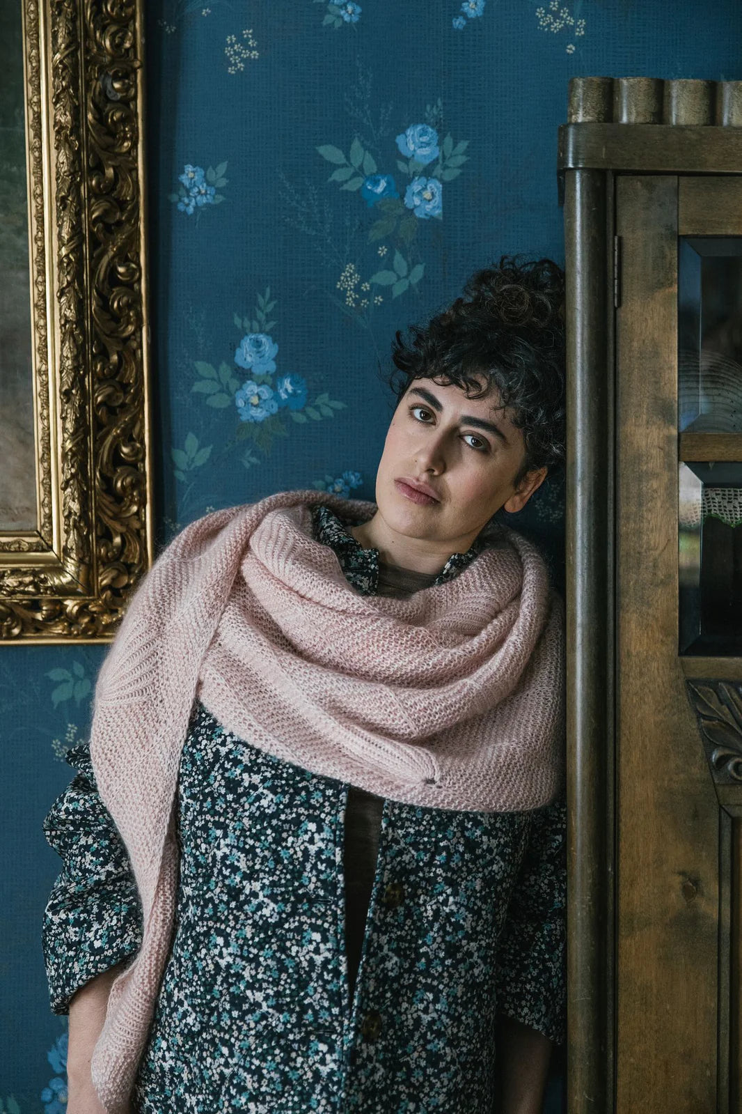 a soft pink textured shawl