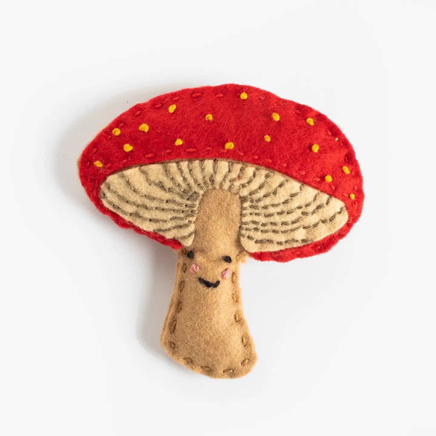 A felt red capped mushroom