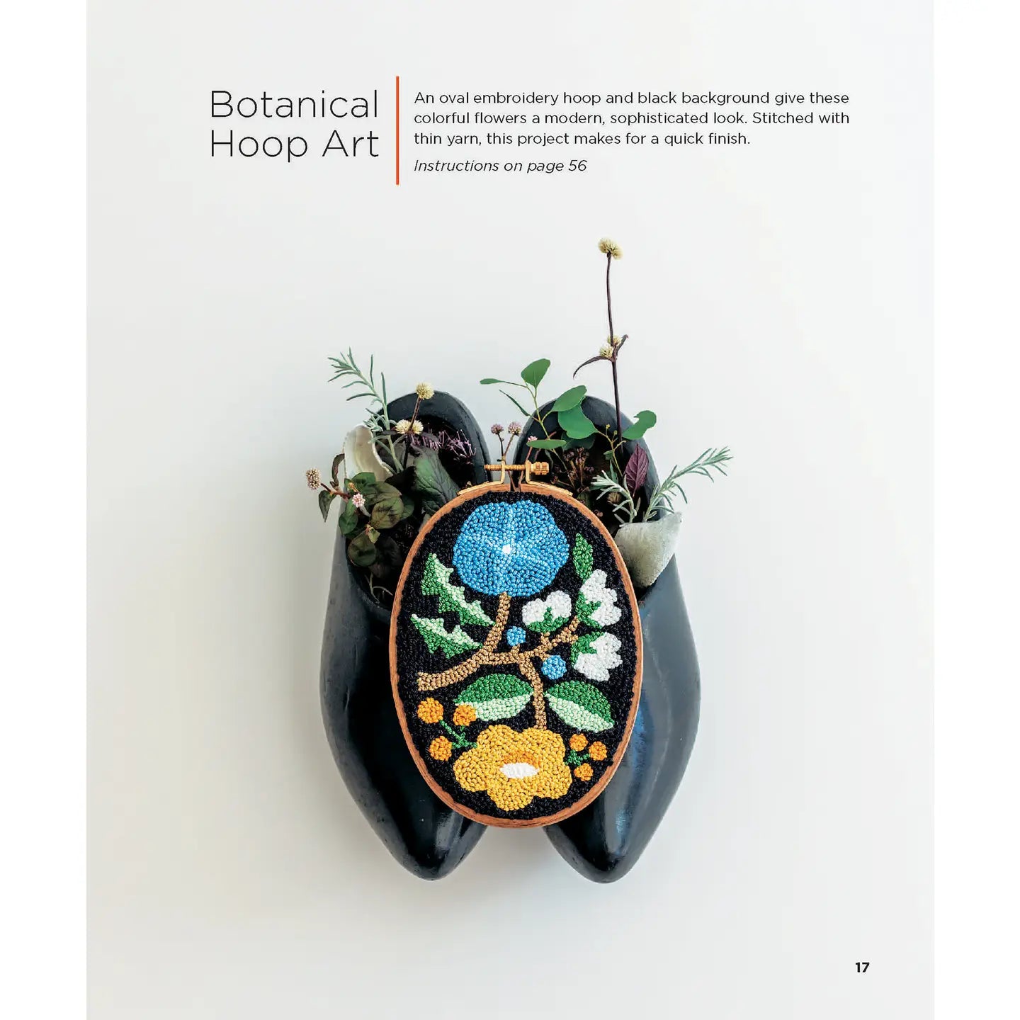 Punch Needle Botanical Hoop Art