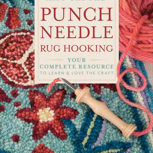 Blue and red punch needle rug front cover
