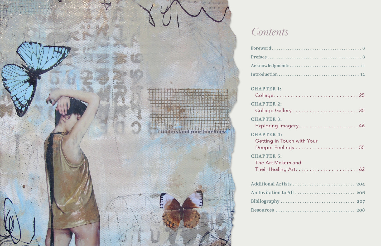 Table of Contents with collage art of butterflies