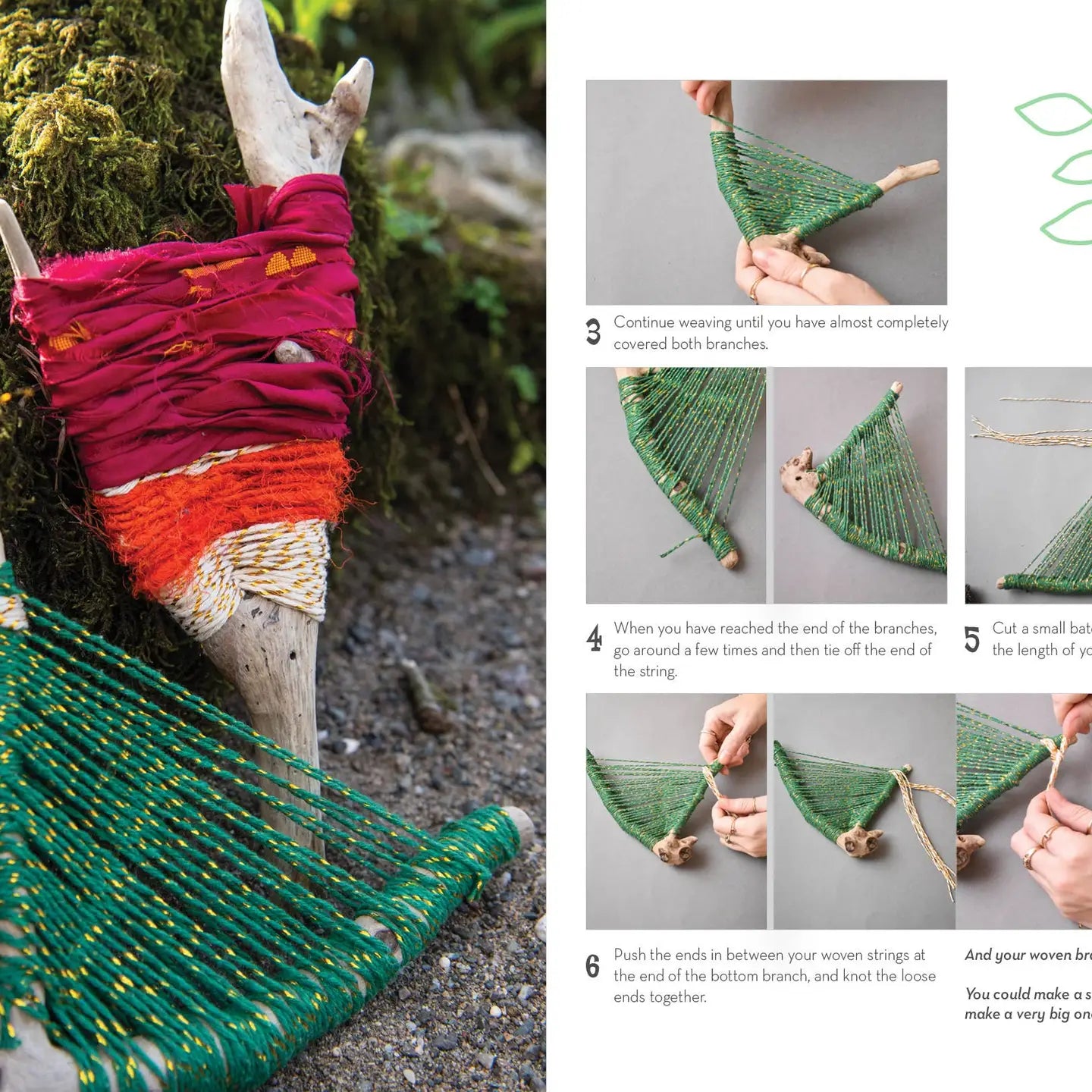 yarn weaving on a branch