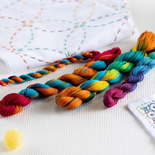 rainbow dyed sashiko floss