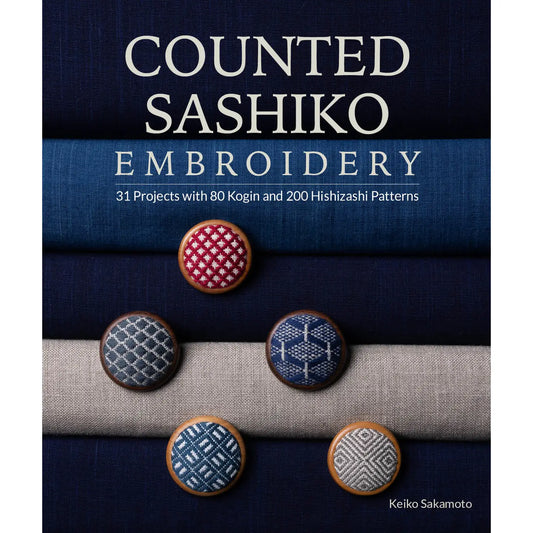 sashiko embroidered circles in blue and red