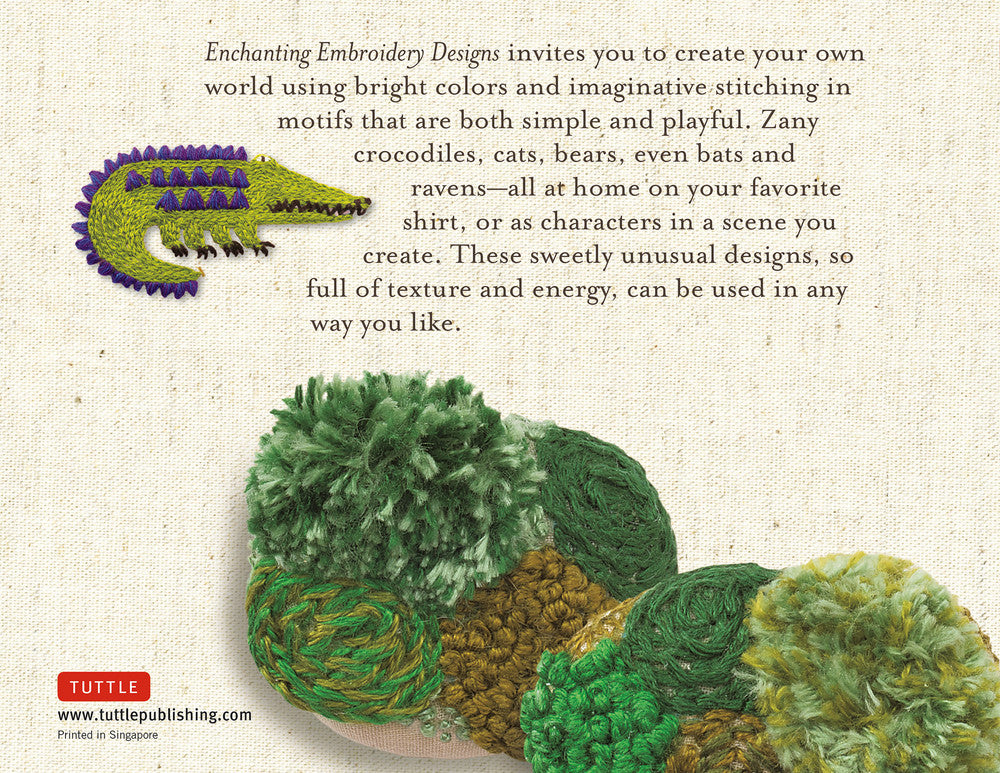 green and purple embroidered crocodile