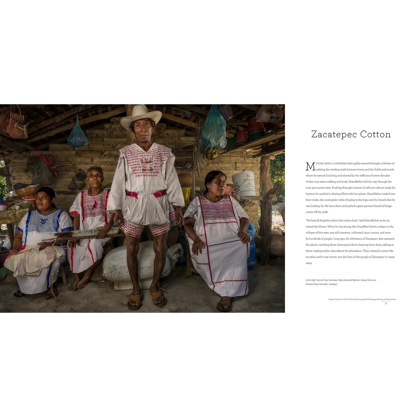 Oaxacan family in traditional embroidery on white cotton clothing