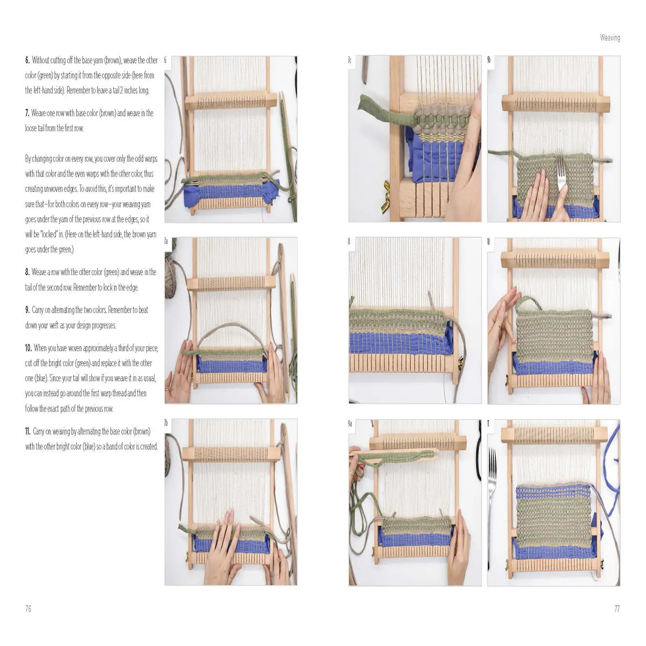 Photos of weaving on a loom