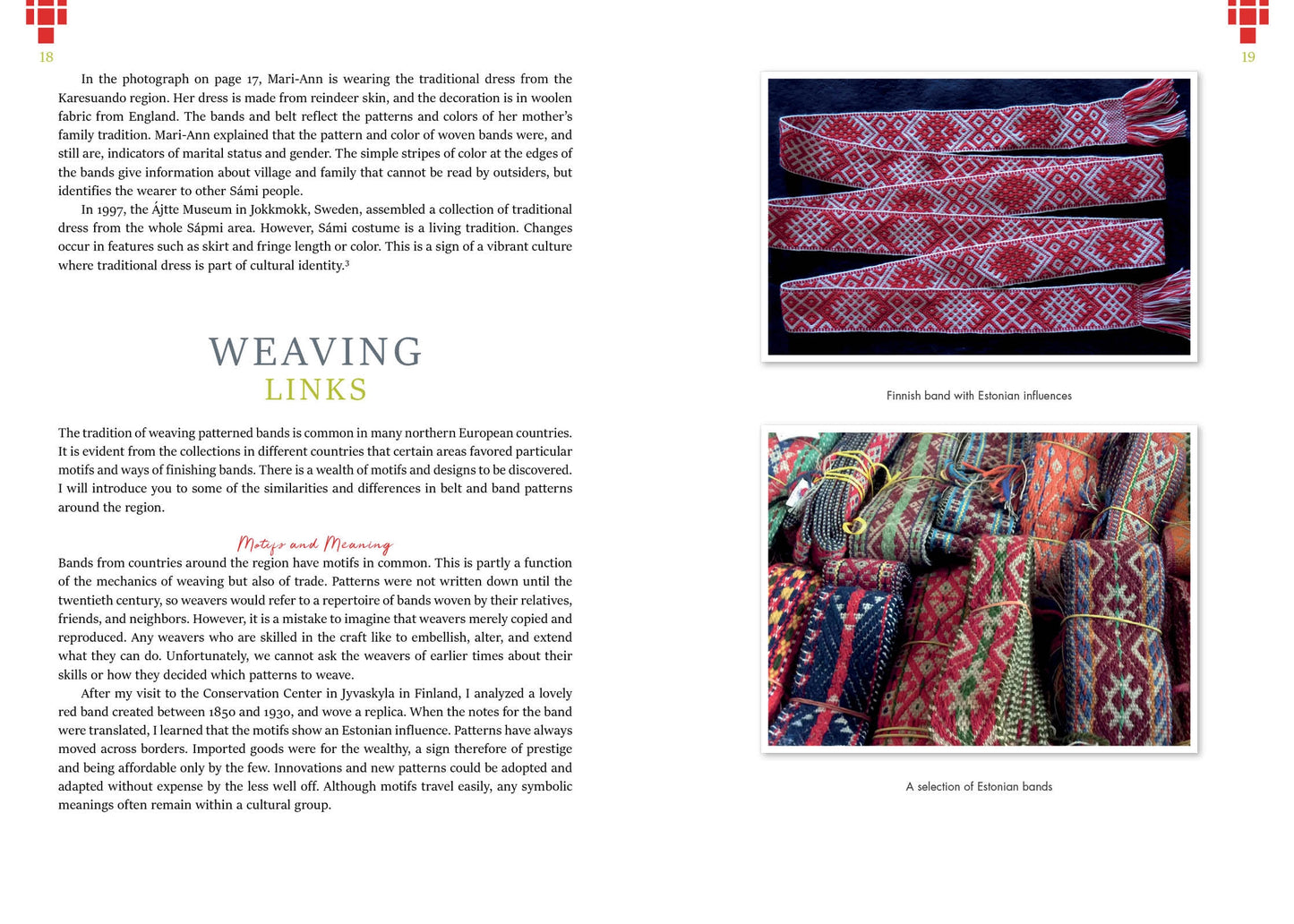 colorful woven bands and text about the bands