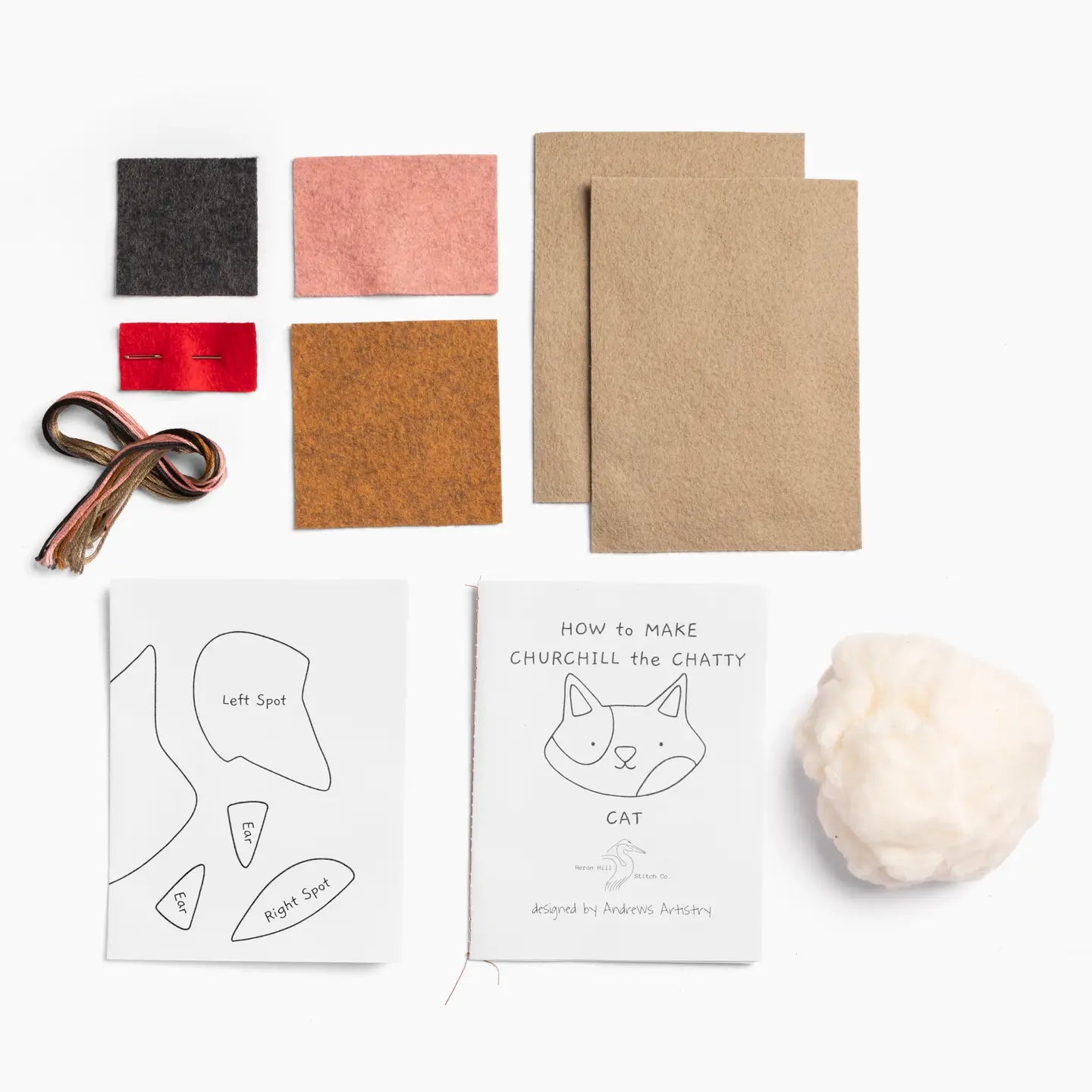 contents of felt cat kit