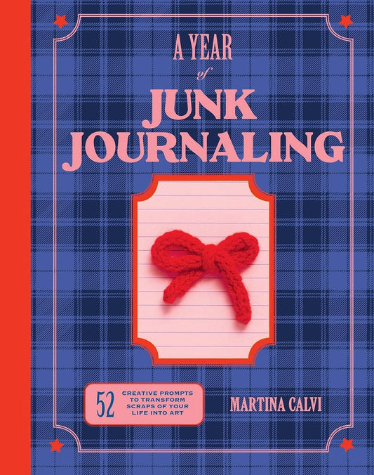 a blue and red plaid book cover about junk journaling