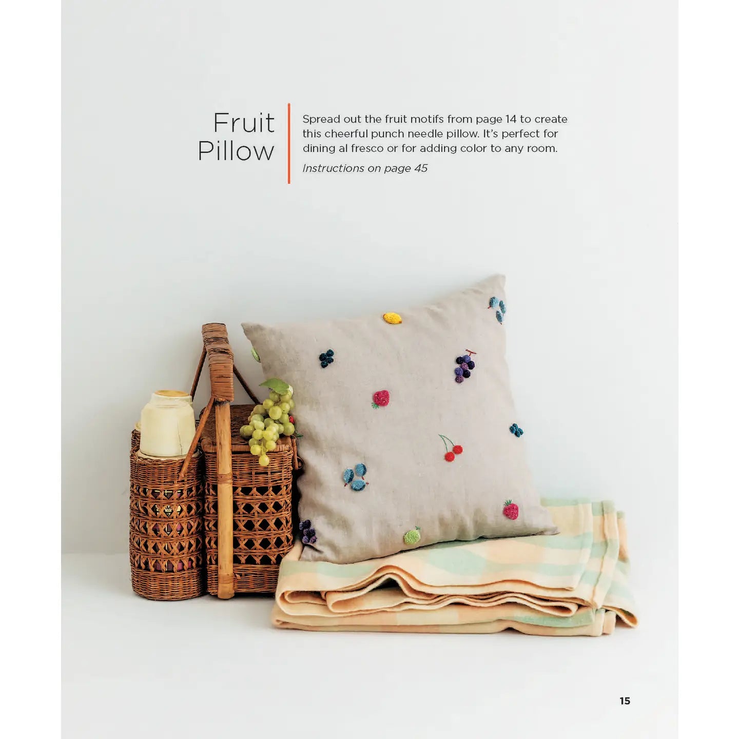 Punch Needle Fruit Pillow