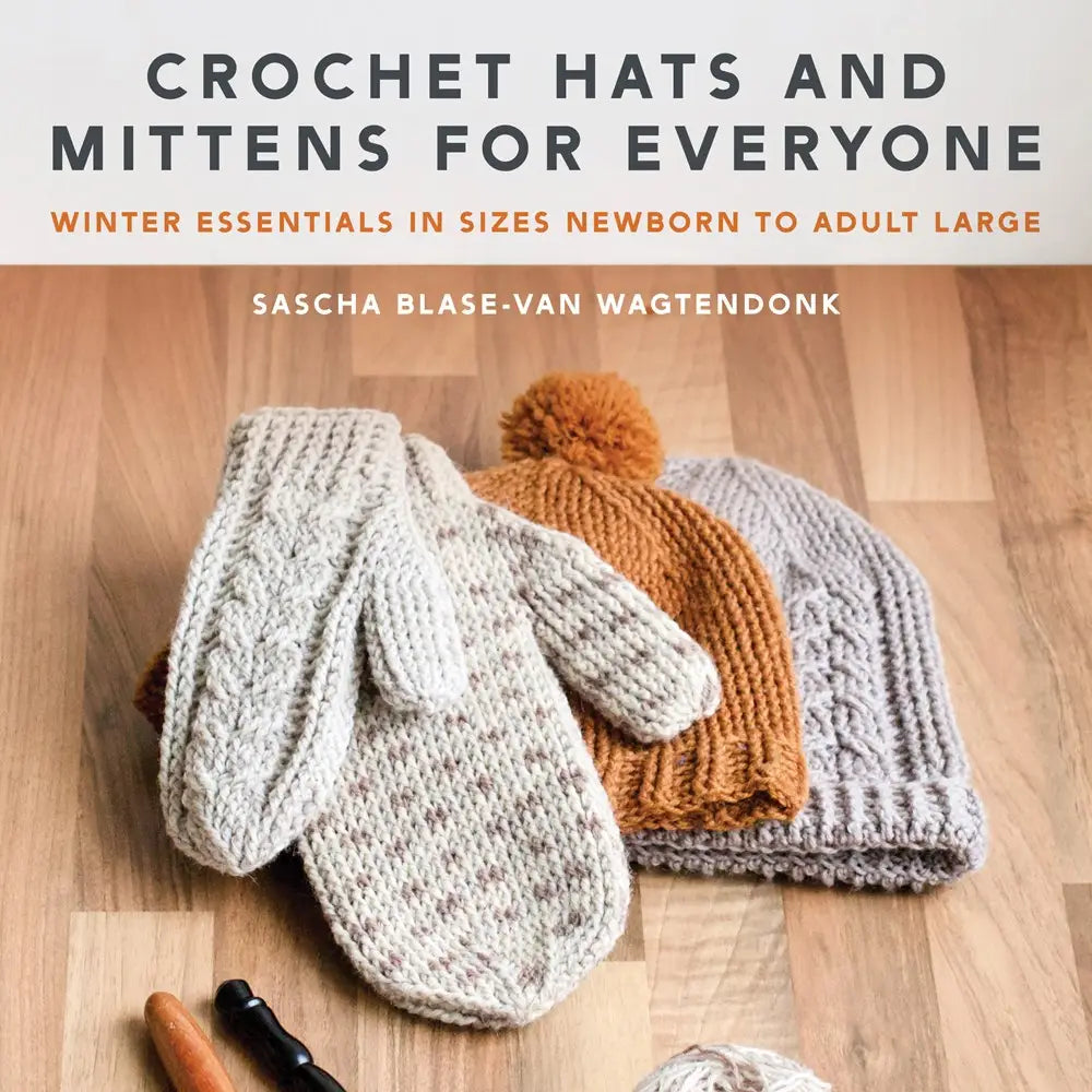 Hats and Mittens crocheted in neutral colors