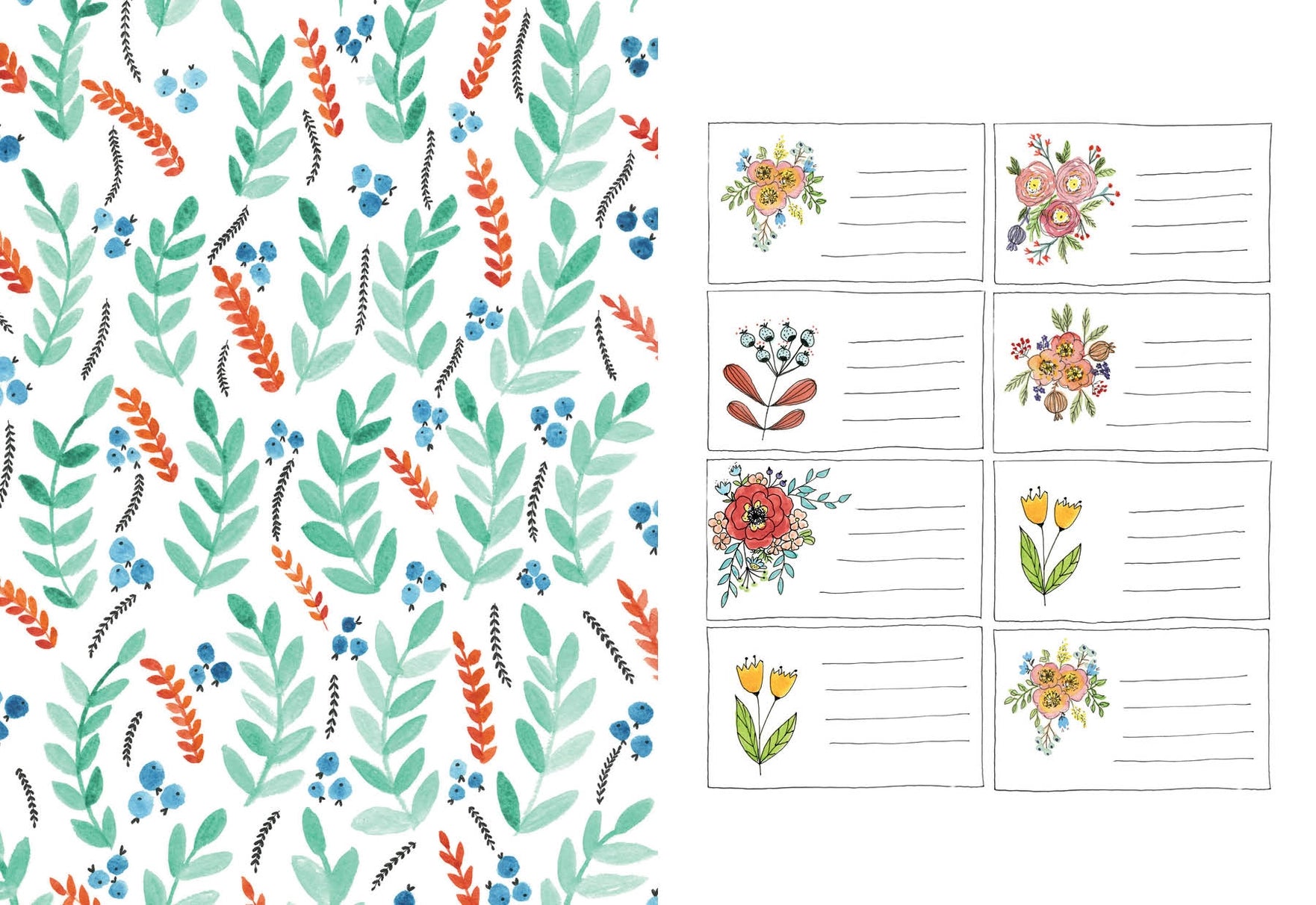 Floral patterned paper with decorative floral designs on a white background