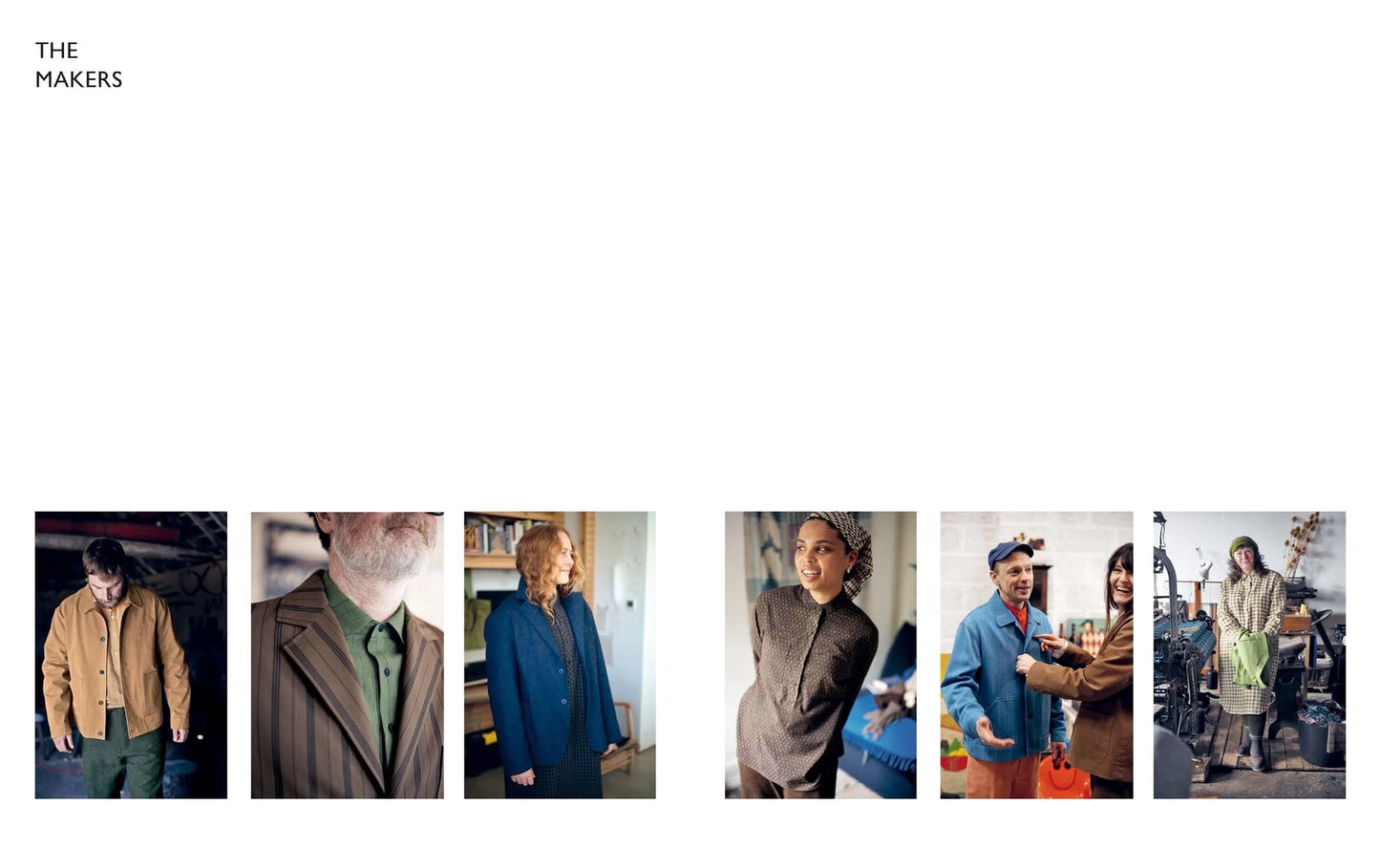 Photos of various people modeling sewn garments