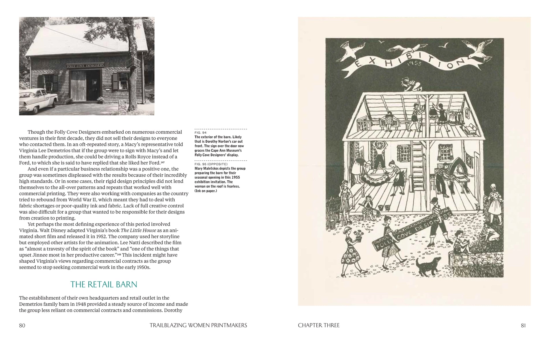 Book page with text and illustration of a barn scene.