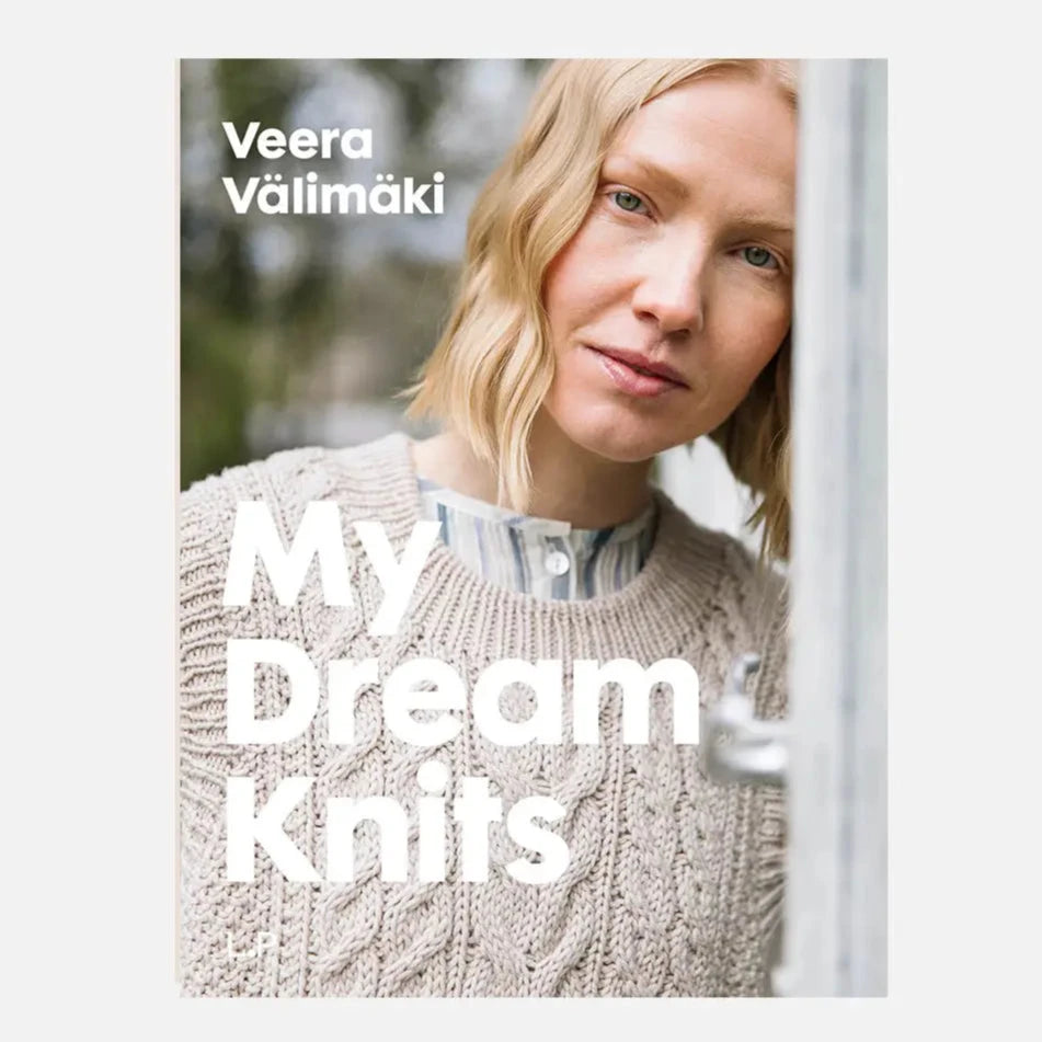 Book cover of 'My Dream Knits' by Veera Välimäki featuring a woman wearing a knitted sweater.