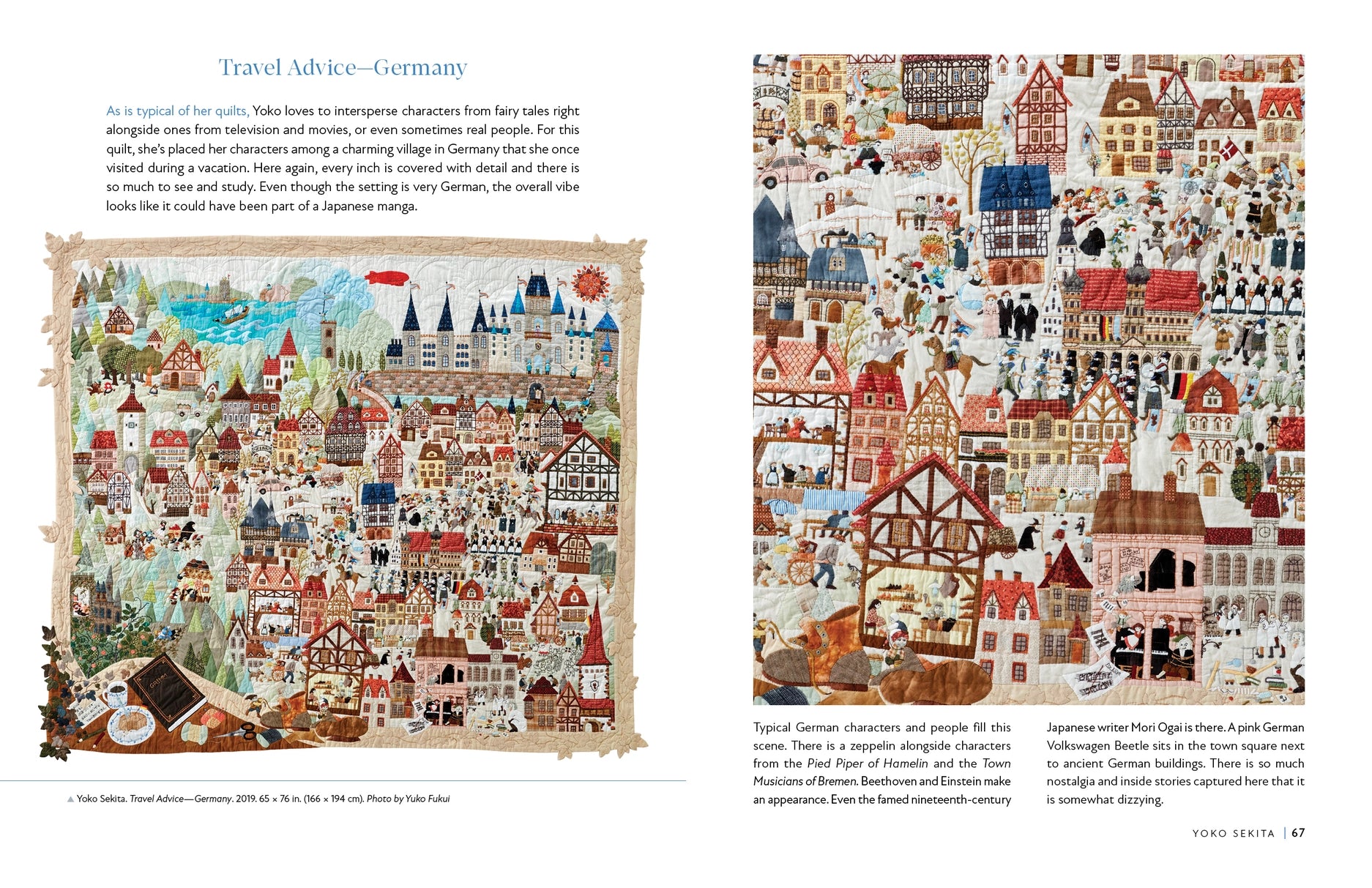 Illustrated quilted map of Germany with detailed houses and text on a white background