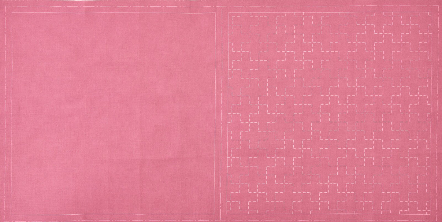 Cotton/Linen Printed Sashiko Cloth - Red/Pink