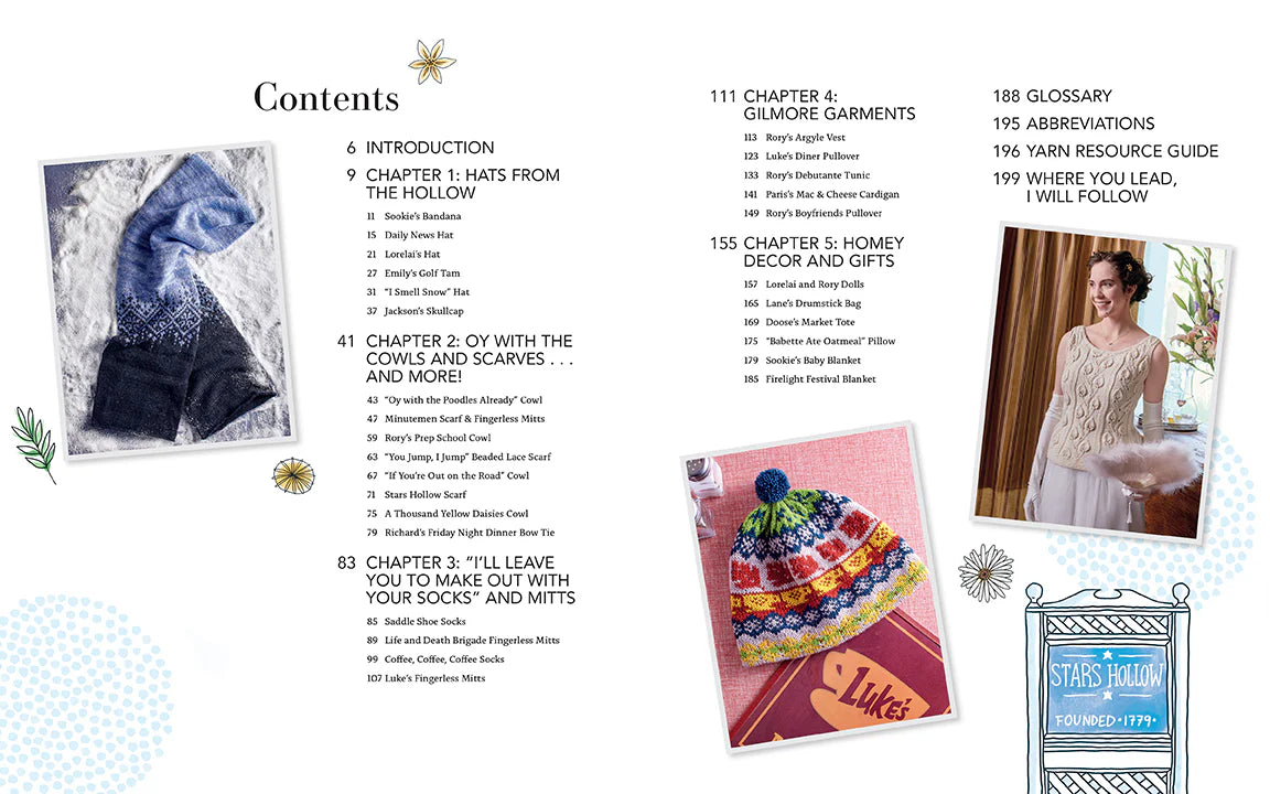 a contents directory of knitting projects