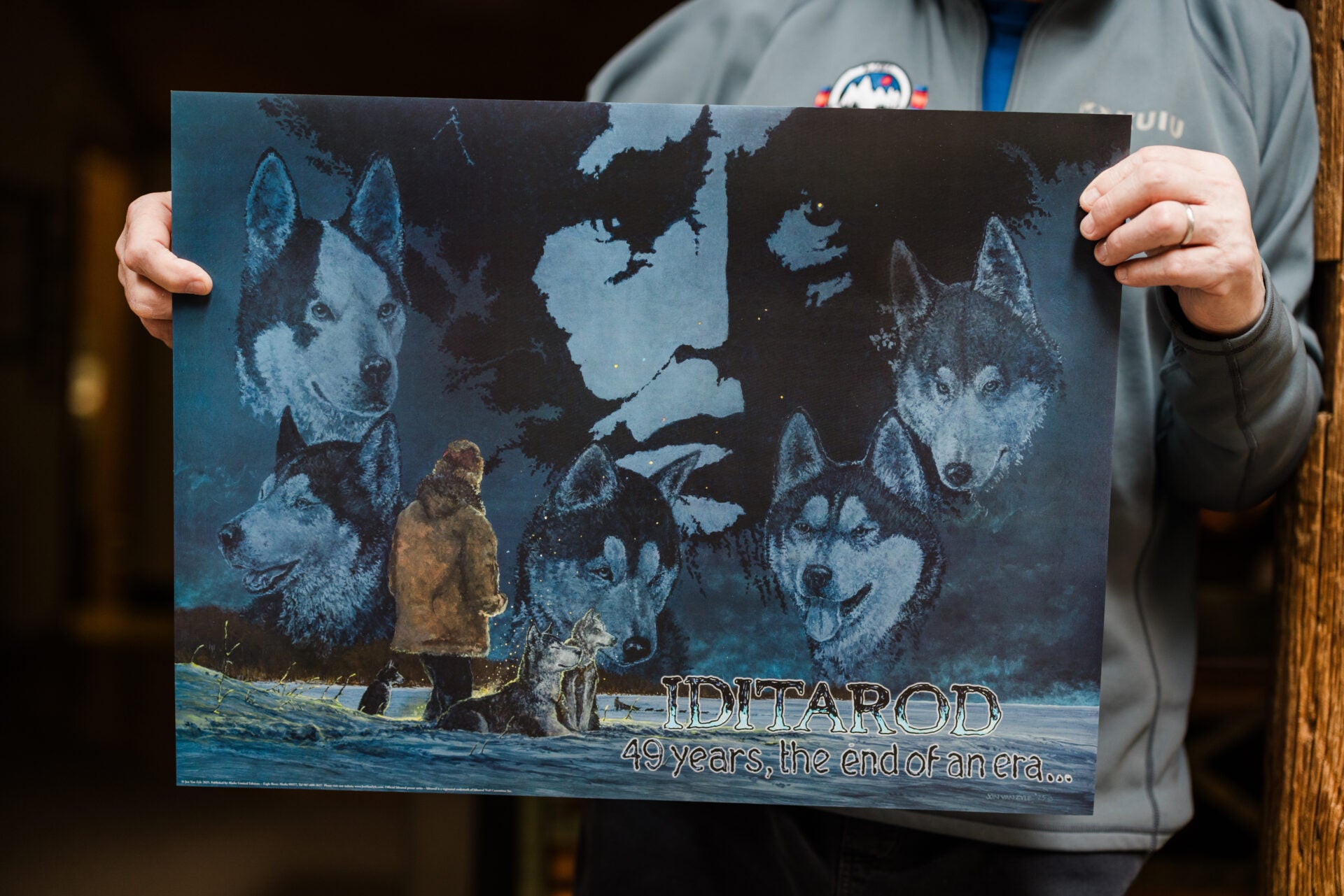 An image of sled dog celebrating the Iditarod