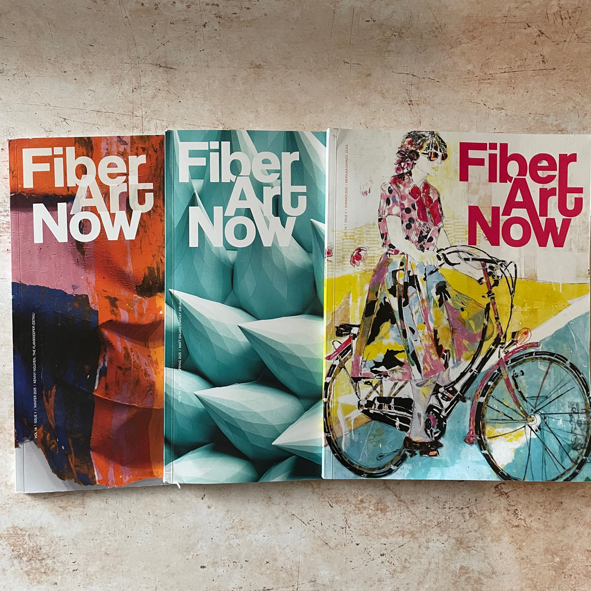 3 magazines from Fiber Art Now