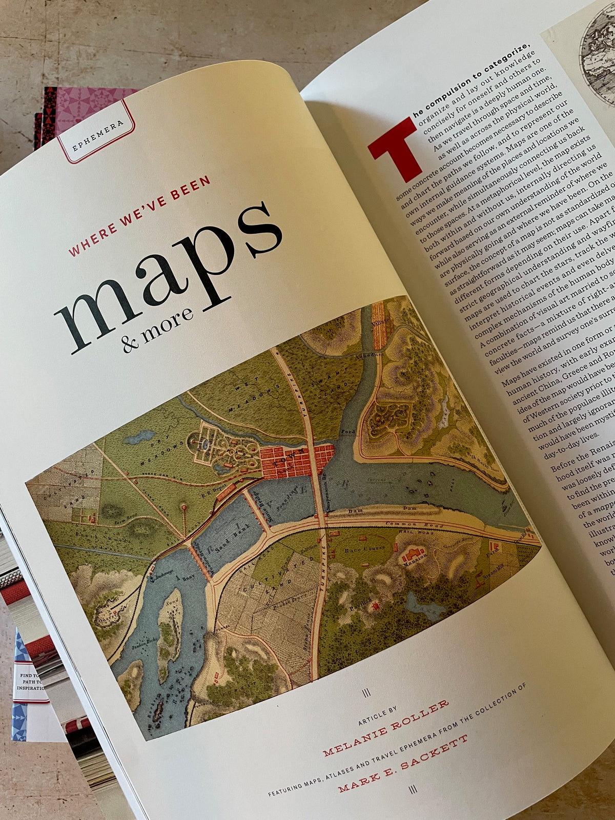 a magazine page with an antique map illustration