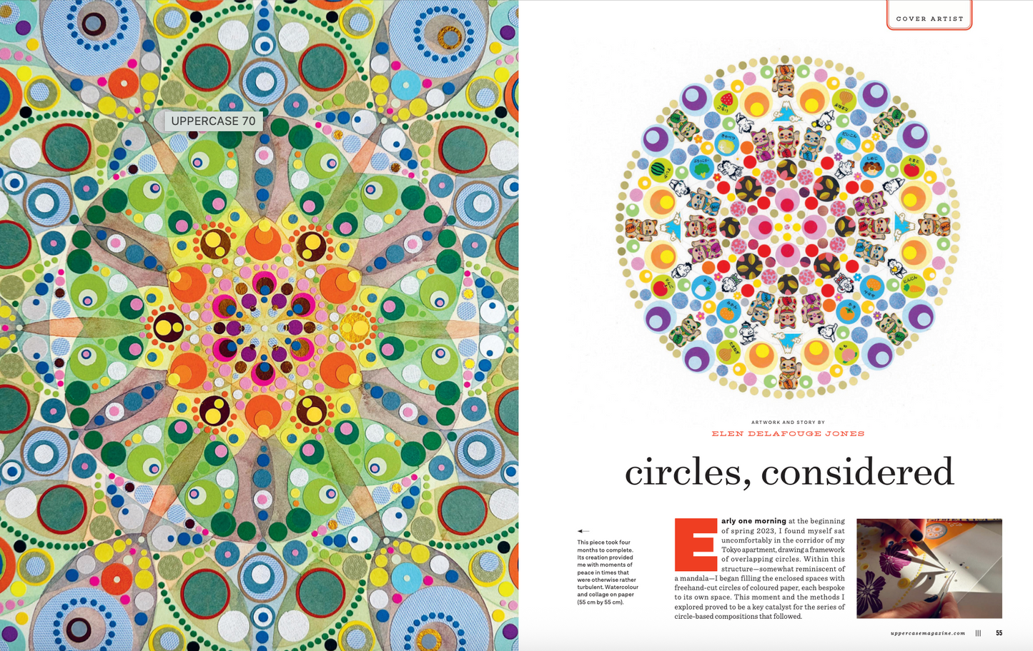 a magazine page with colorful overlapping circles