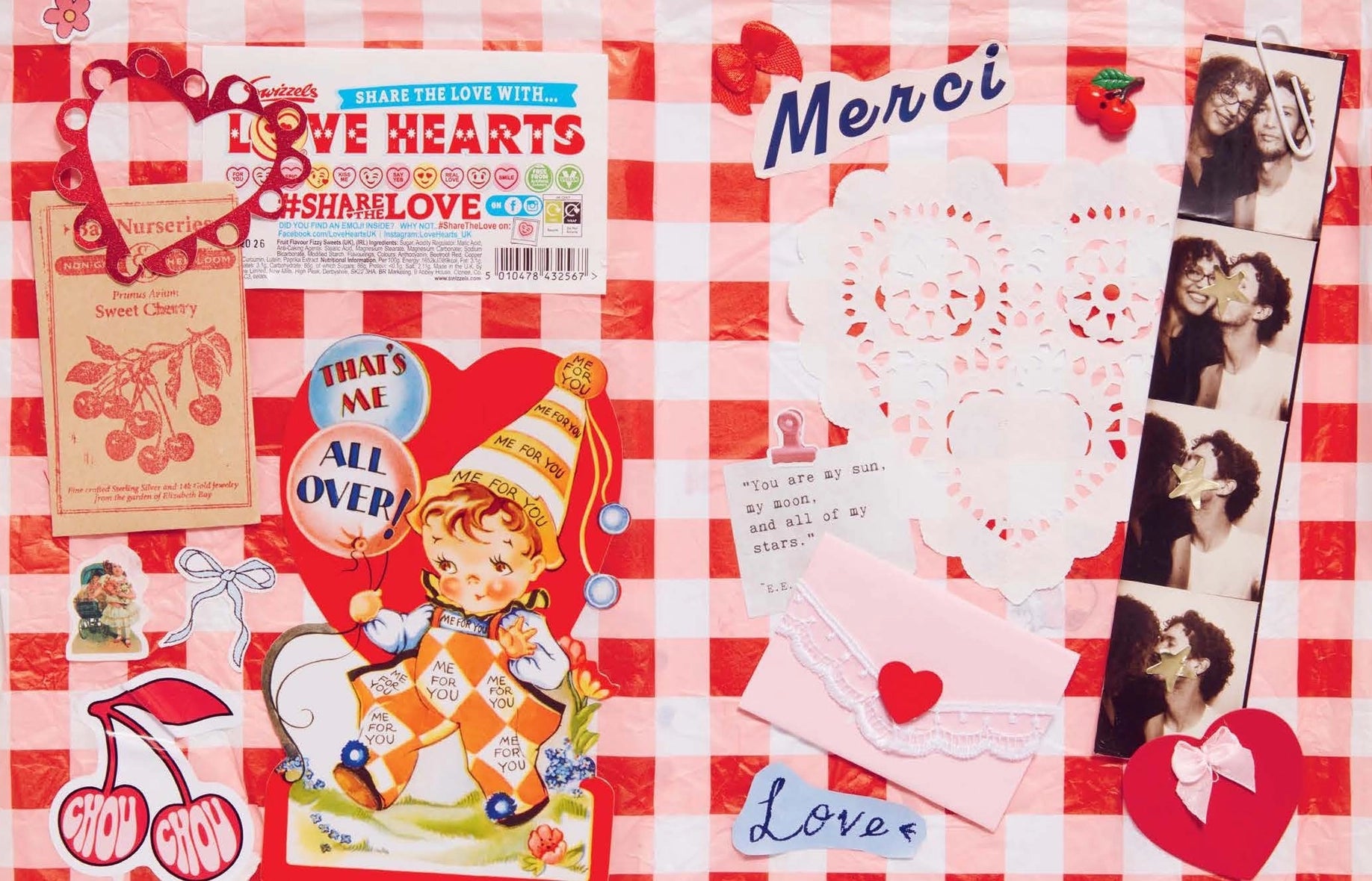 a red and white journal page celebrating valentine's day