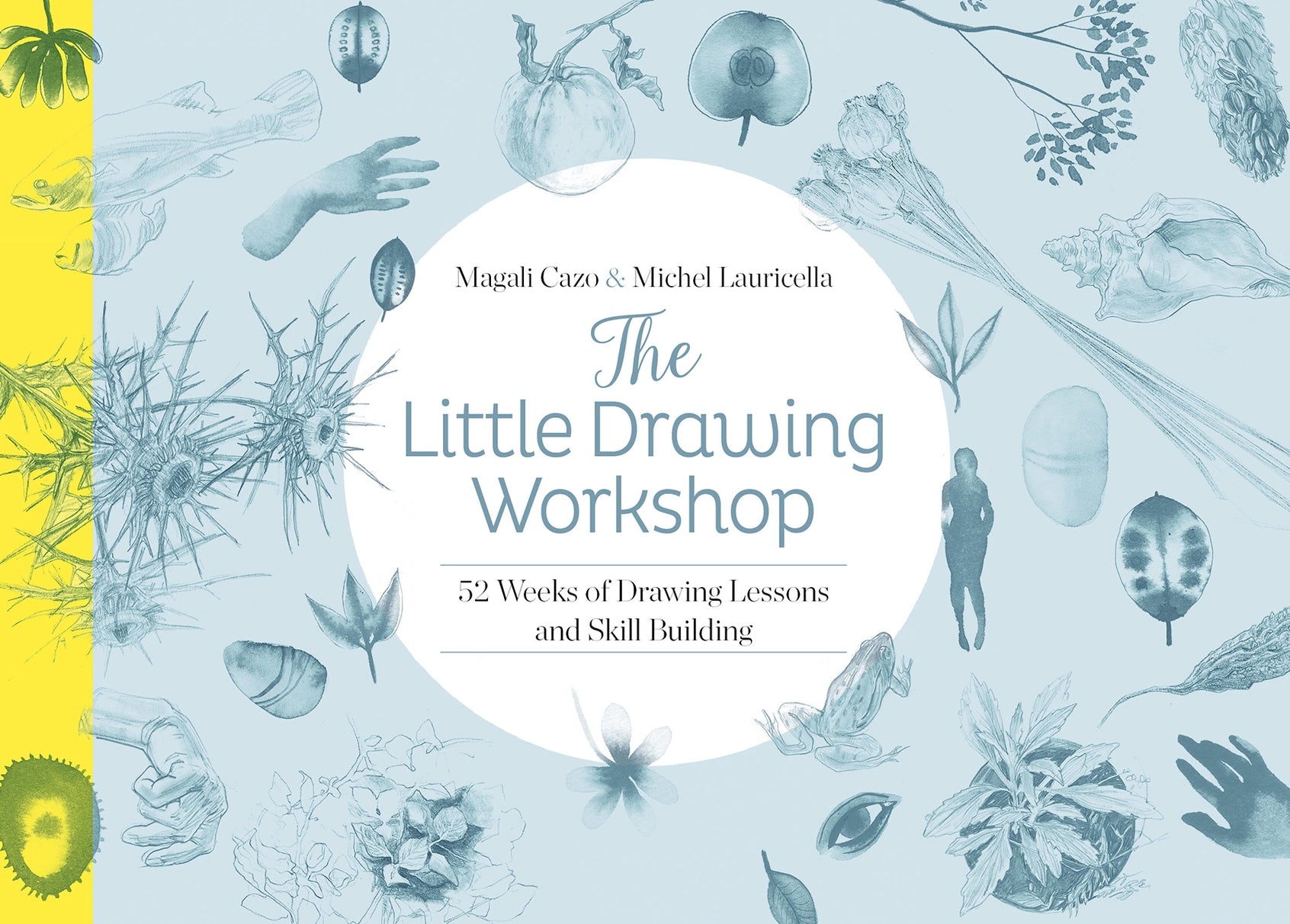Book cover of 'The Little Drawing Workshop' with illustrations and text on a light blue background.