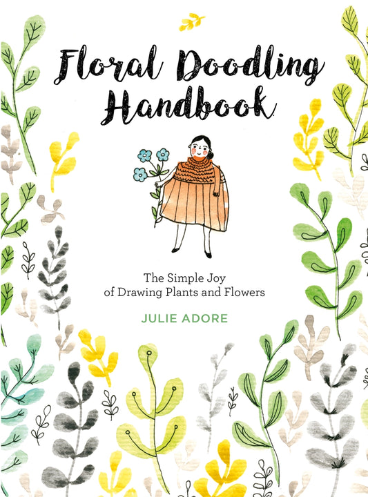 Book cover of 'Floral Doodling Handbook' with illustrations of plants and flowers.