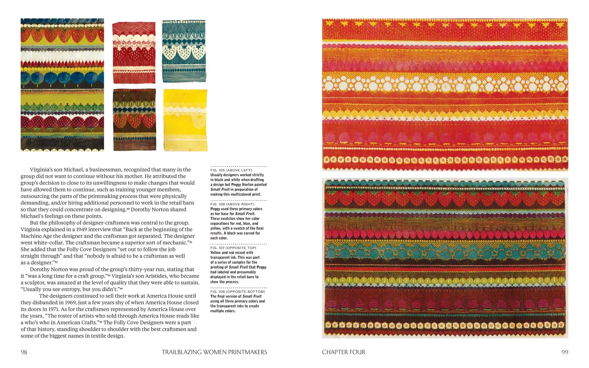 Textbook page with colorful fabric patterns on a white background