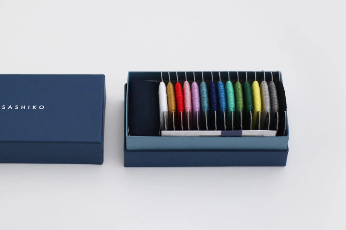 a blue box with sashiko threads
