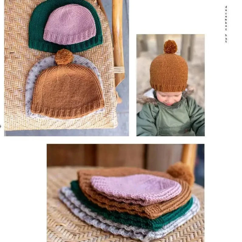 a set of crocheted hats in multiple sizes