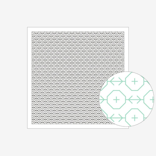 White clover sashiko stitch design on a white cloth